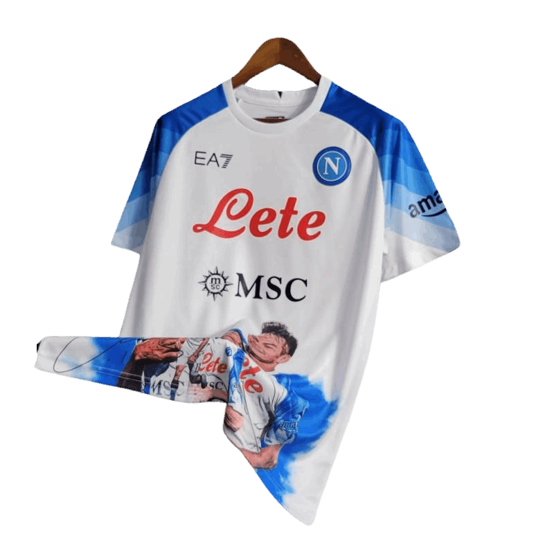 2023/2024 Napoli Face Game Lozano White Kit - Fan Version