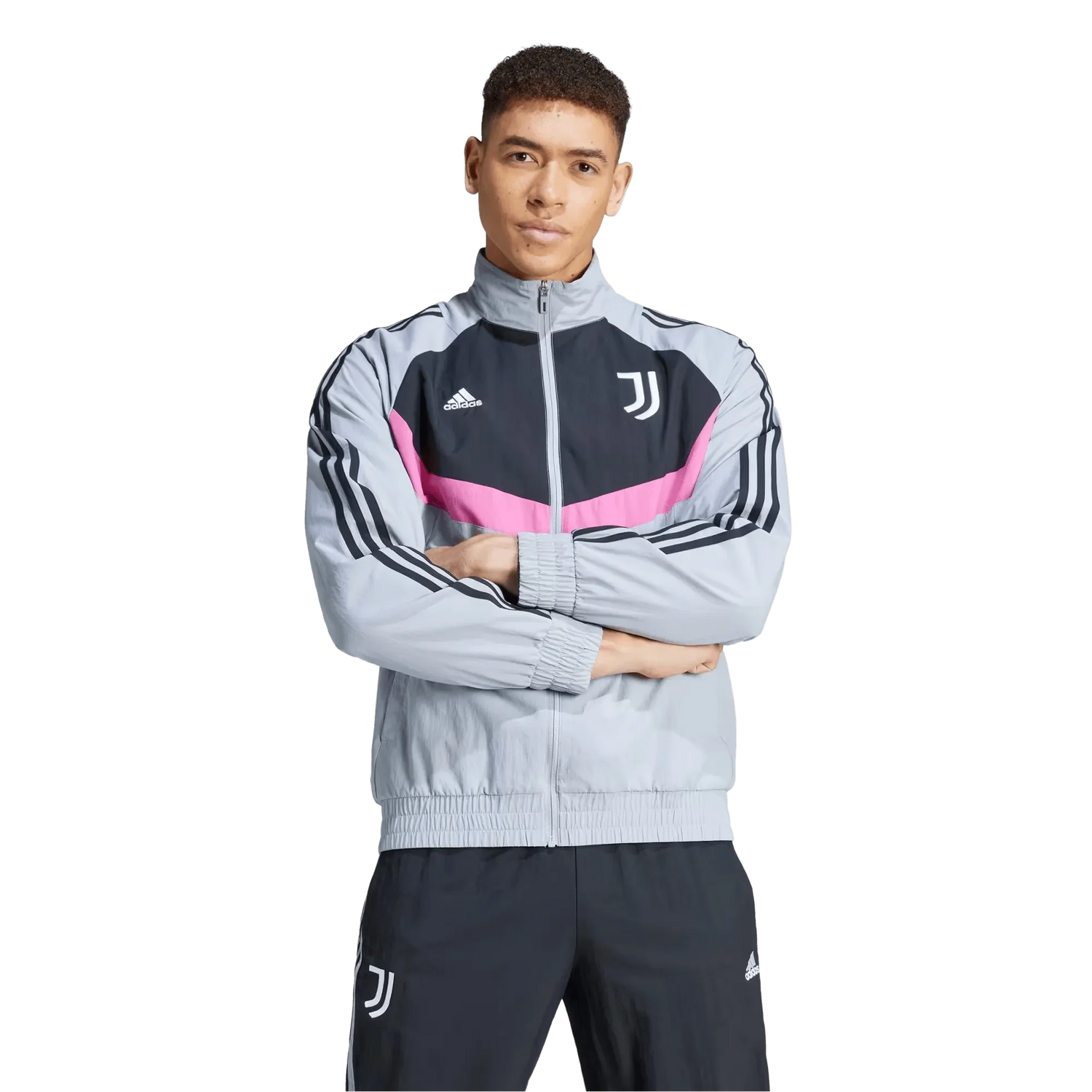 2024/2025 Juventus Light Blue & Black Full Zipper Jacket + Long Pants
