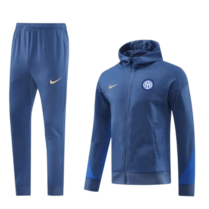 2024/2025 Inter Milan Blue Hoodie Full Zipper Jacket + Long Pants
