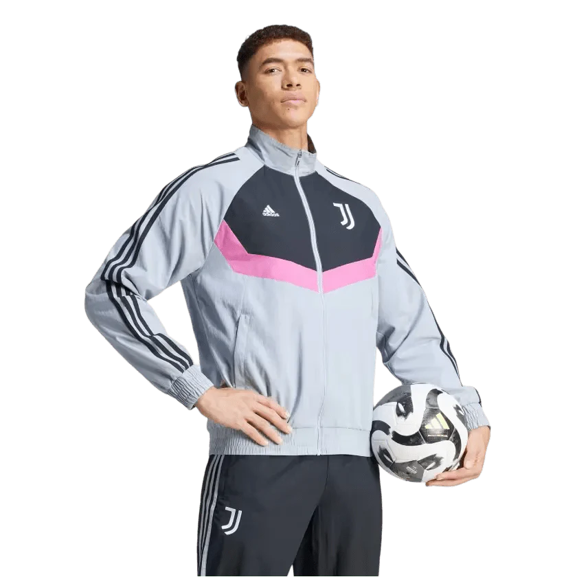 2024/2025 Juventus Light Blue & Black Full Zipper Jacket + Long Pants