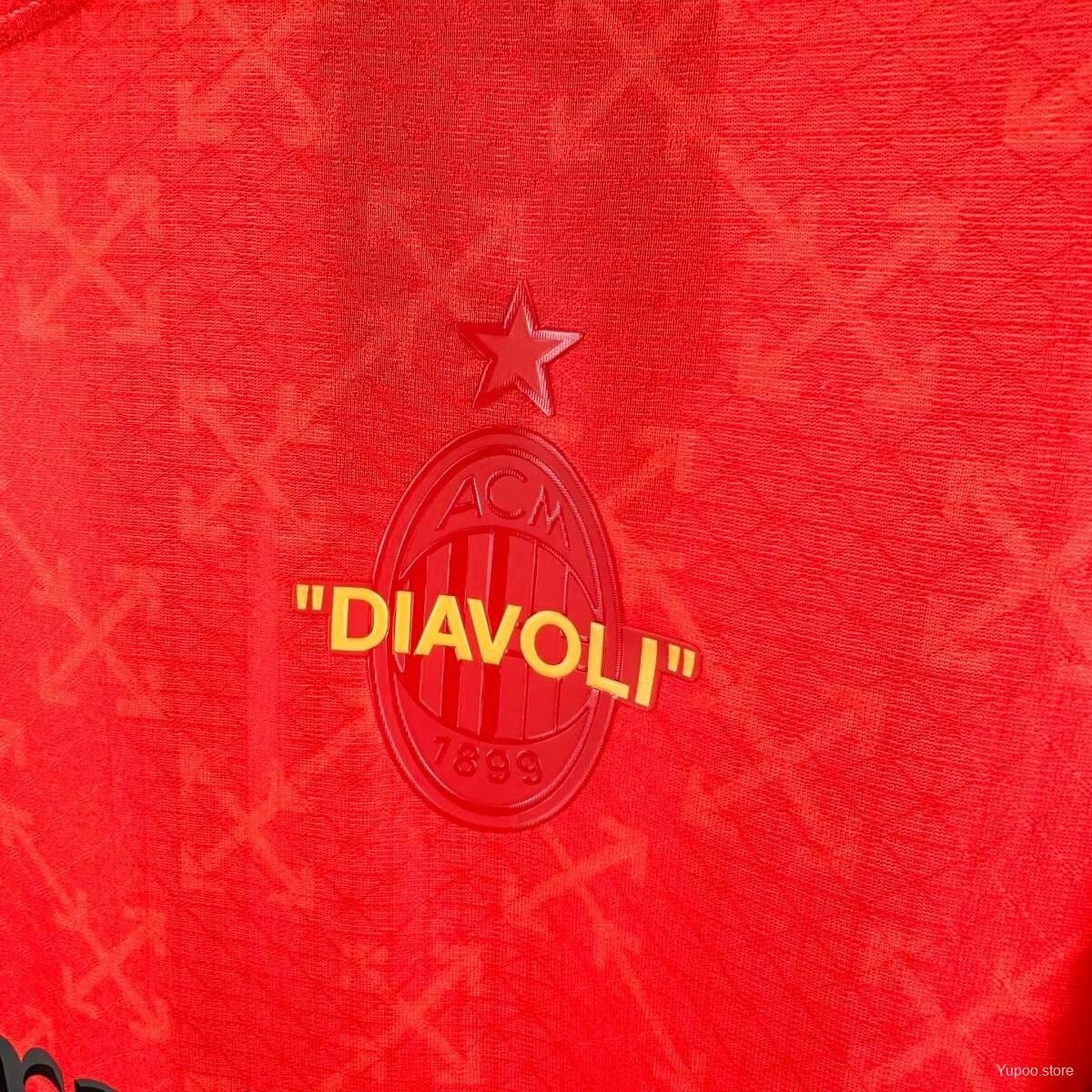 AC Milan Off White Jersey Red 2024 Limited Edition